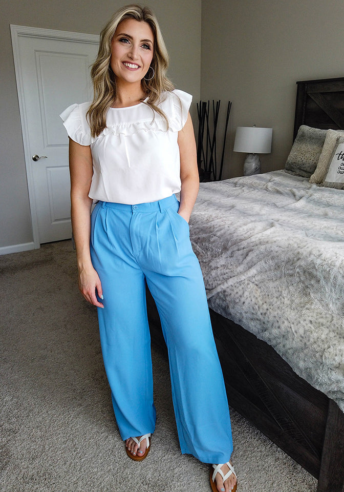 Palazzo pants and a flowy white shirt. | White shirts women, Outfits, Big  shirt outfit